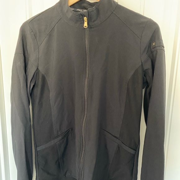 Cherokee iFlex Women Warm Up Scrubs Jacket Zip Front in Black - Picture 2 of 4